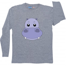 Grey Full Sleeve Boys Pyjama - Hippo Boy